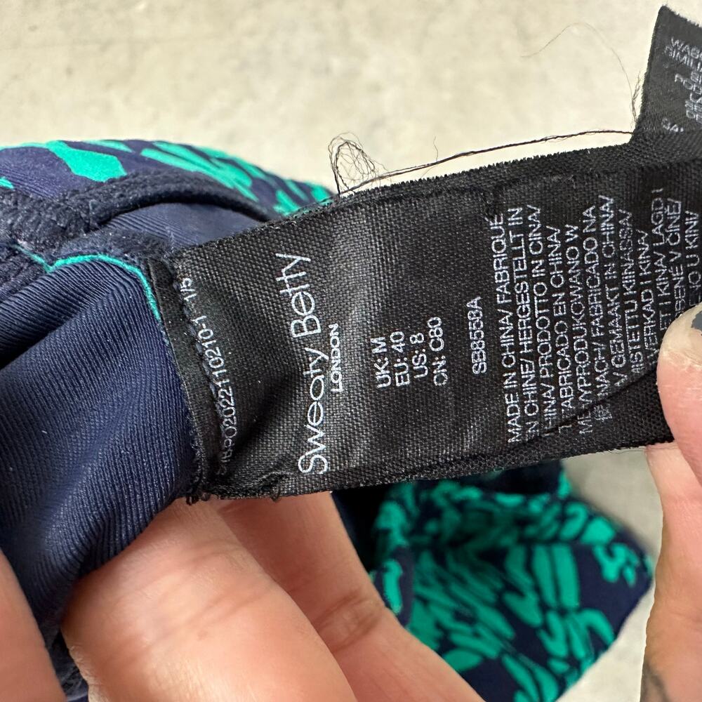 Sweaty Betty Power Contour Zip Bra Medium Impact Sports Bra Green Print US 8 M - Picture 6 of 6